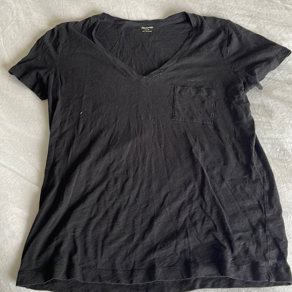 Madewell black picked v neck tee